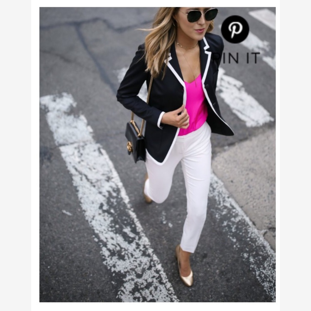 Milly- size 2 navy blue blazer with ivory trim.